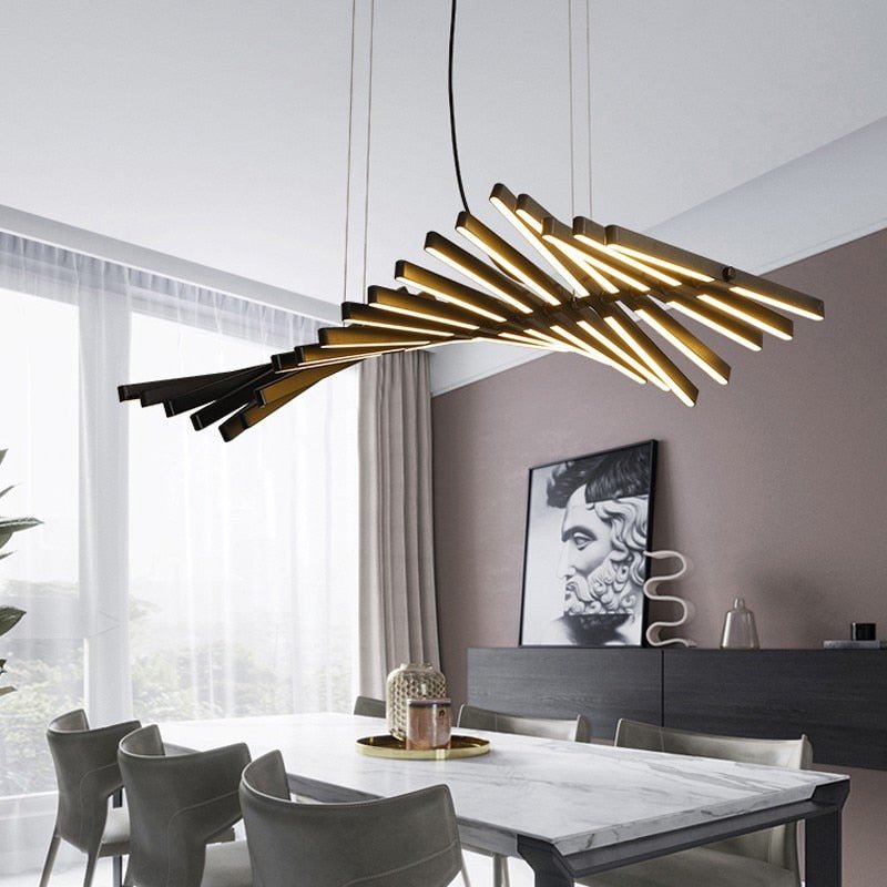 Modern Herringbone LED Pendant Light Fixture - Luxicro