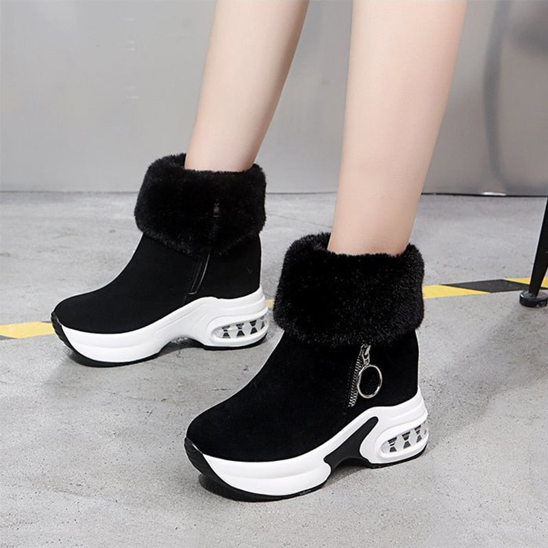 Cozy Fake Fur Zipper Ankle Boots - Luxicro