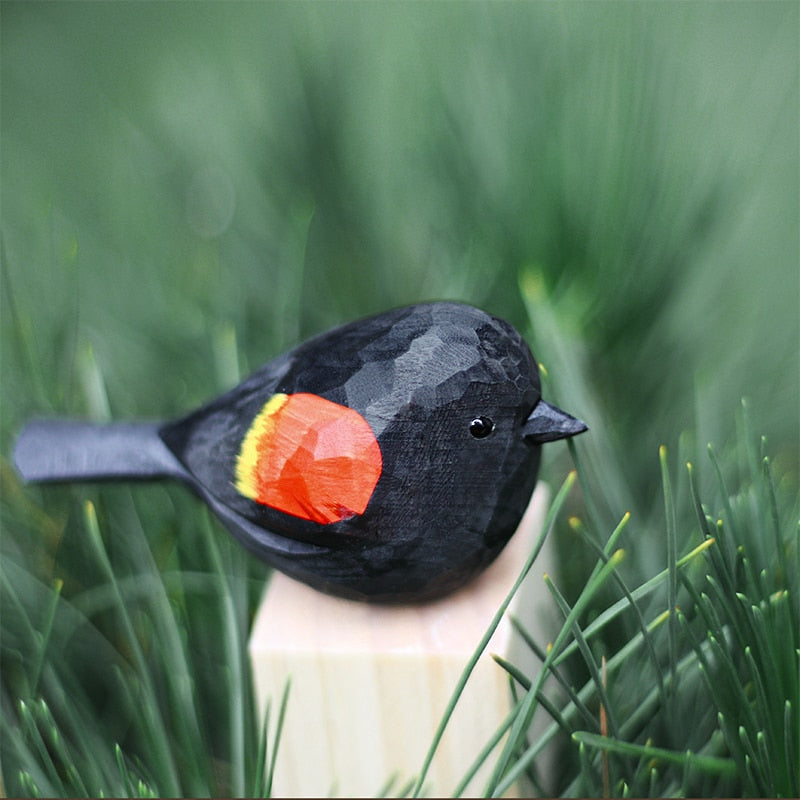 Rustic Wooden Robin Figurine