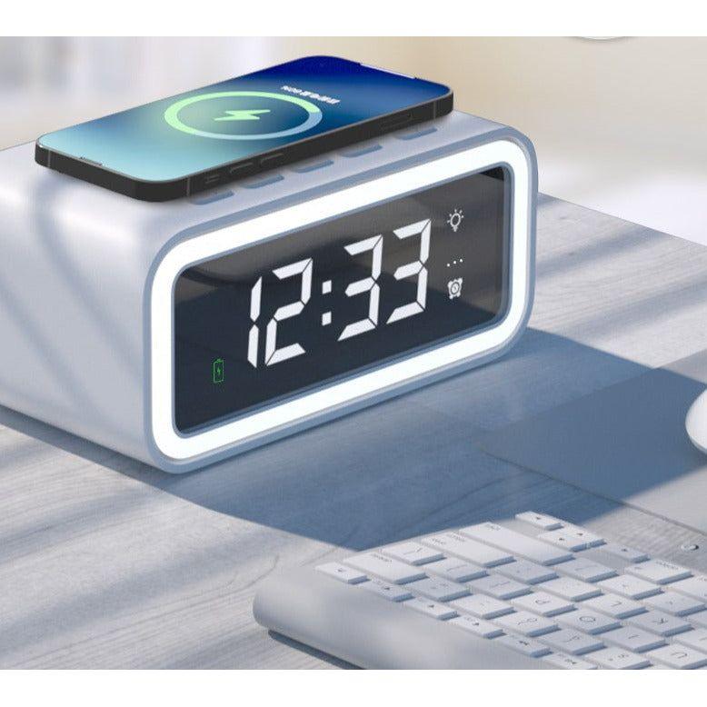 Small Double Alarm Clock with Wireless Charger & LED Screen - Luxicro