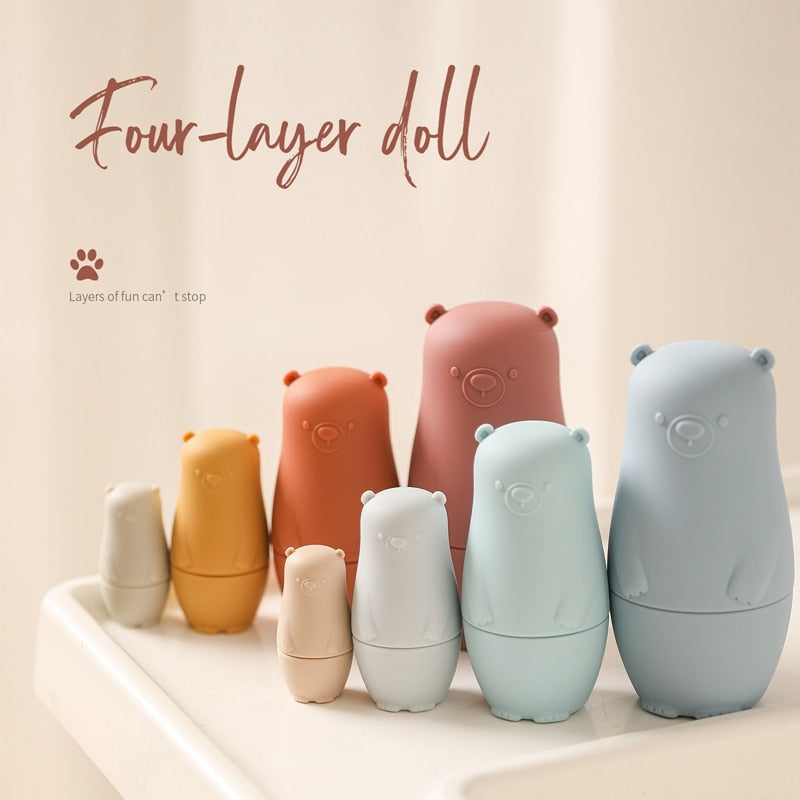 Vibrant Rubber Nesting Matryoshka Dolls