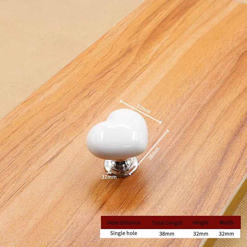Stylish Ceramic Heart Door Knob Handle