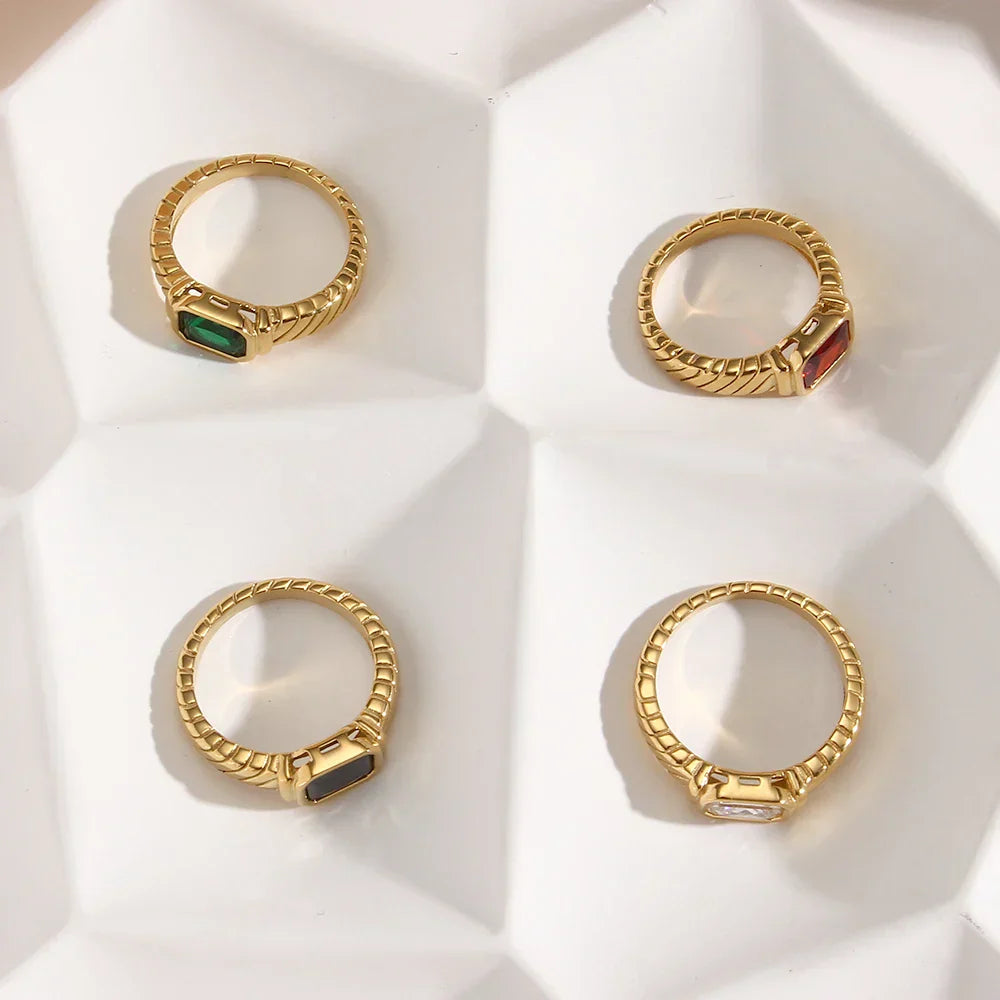 Fashionable Multi Color Baguette Ring