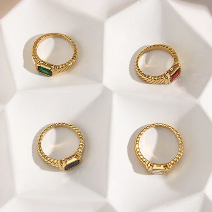 Fashionable Multi Color Baguette Ring