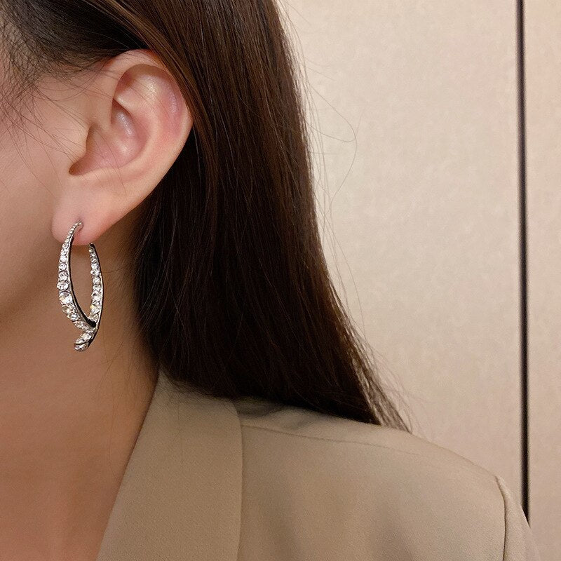 Glittering Geometric Crystal Drop Earrings