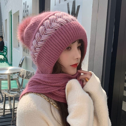 Cozy Double Sided Wool Beanie Scarf Set