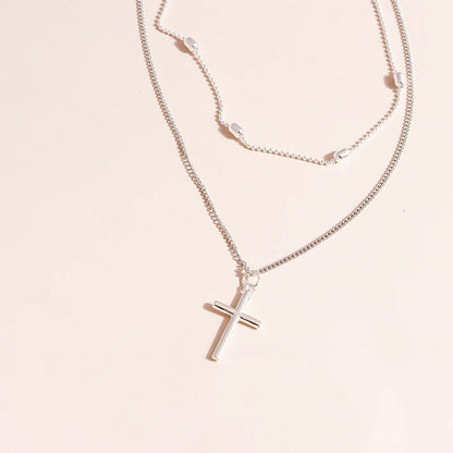 Dainty Two Tone Cross Pendant Necklace