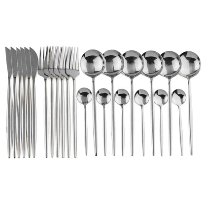 Luxury Silver Coated Metal Flatware Set
