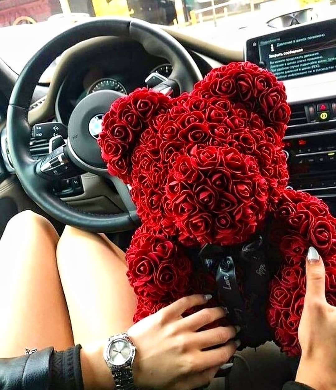 Artificial Flower Cute Stuffed Bear Toy