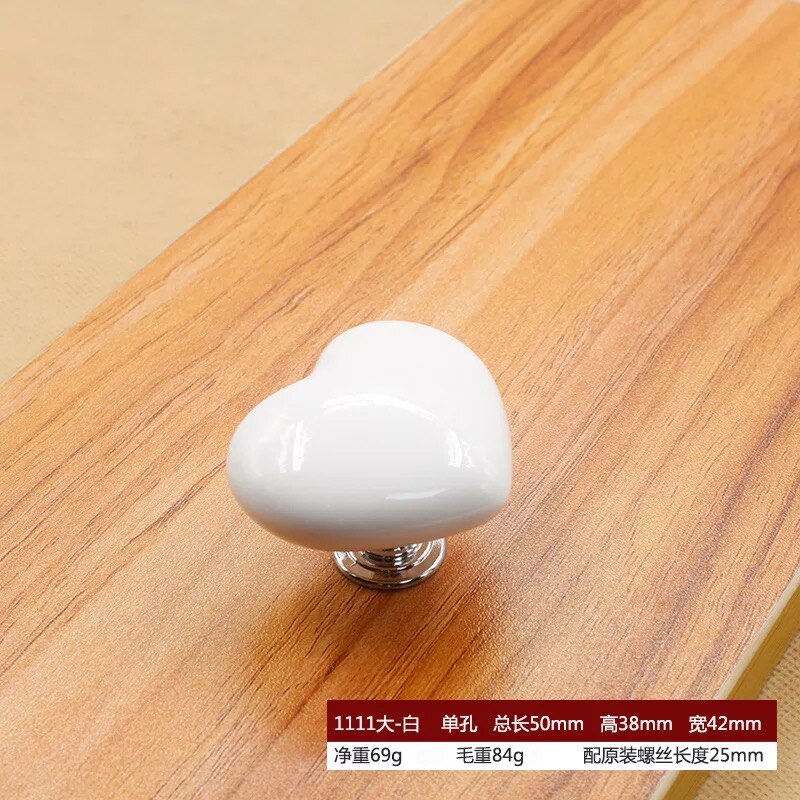 Stylish Ceramic Heart Door Knob Handle