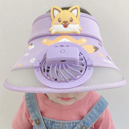 Cooling Kids Sun Hat with Fan - Cute Frog Style