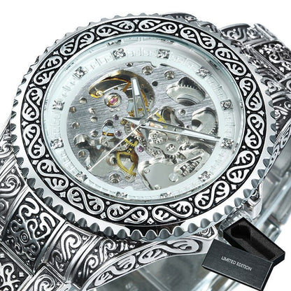 Vintage Style Engraved Automatic Men's Watch