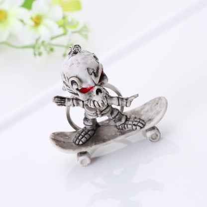 Dark Skull Silver Keychain Pendant