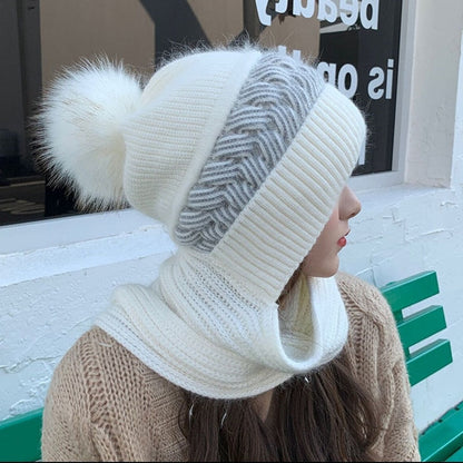 Cozy Double Sided Wool Beanie Scarf Set - Luxicro