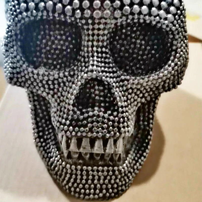 Big Metallic Skull Figurine Home Decor Statue