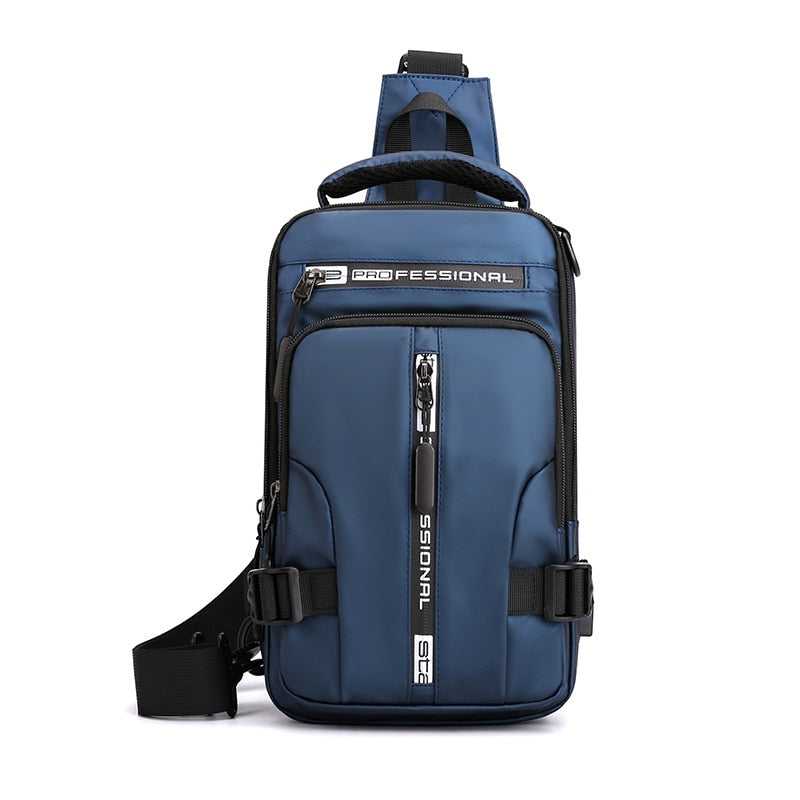 Waterproof Crossbody Bag with USB Charging and Pockets