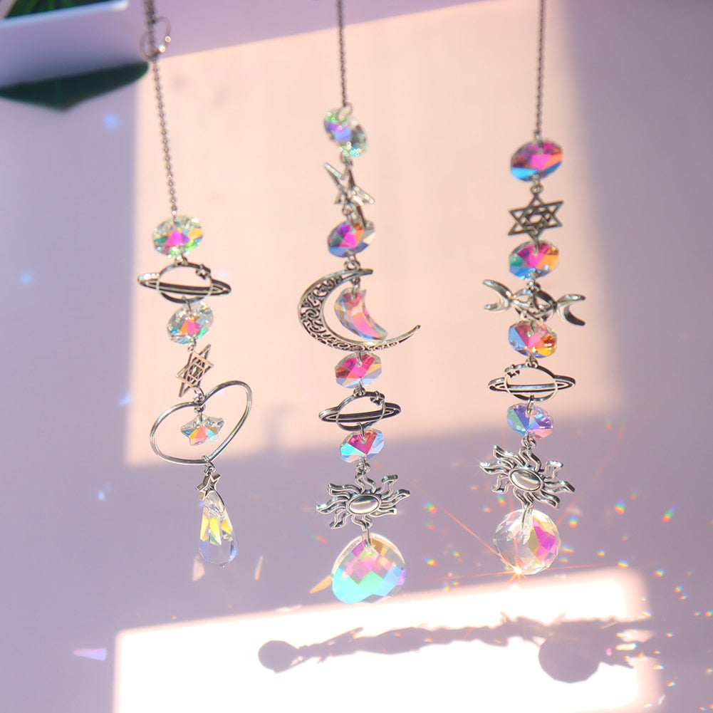 Delicate Crystal Moon Wind Chime Catcher