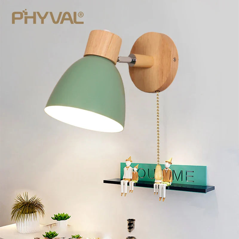 Rustic Wood Adjustable Wall Light