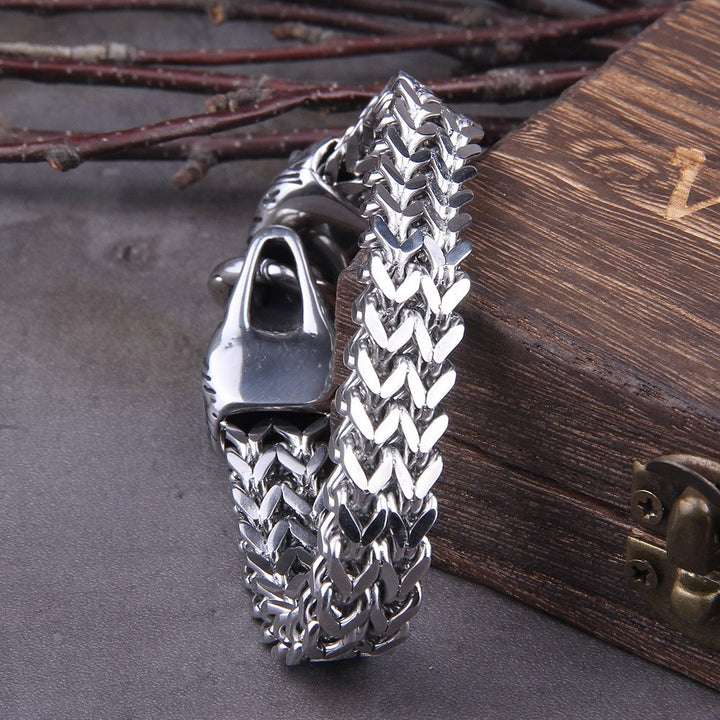 Strong Viking Style Leather Bracelet for Men