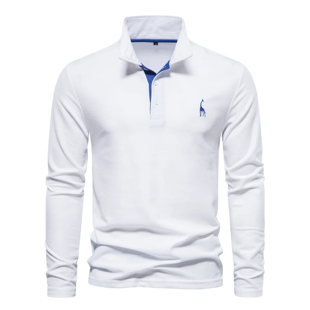 Comfortable Mens Long Sleeve Polo Shirt - Relaxed Fit Cotton