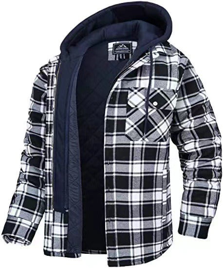 Classic Plaid Zip Up Hooded Jacket