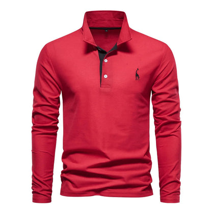 Comfortable Mens Long Sleeve Polo Shirt - Relaxed Fit Cotton - Luxicro