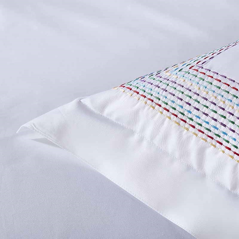 Colorful Stitched Egyptian Cotton Bed Sheet Set