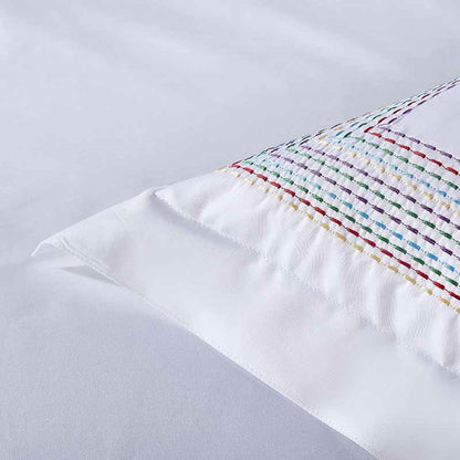 Colorful Stitched Egyptian Cotton Bed Sheet Set