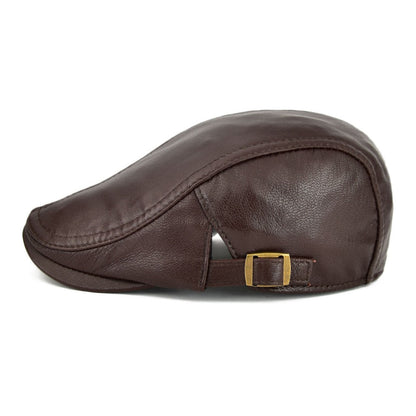 Retro Distressed Leather Newsboy Hat