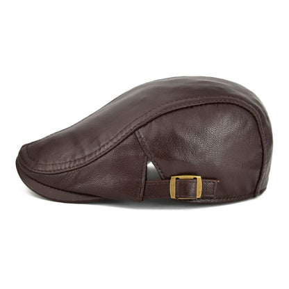 Retro Distressed Leather Newsboy Hat