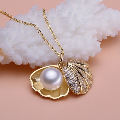 Oceanic Shell Drop Pendant Necklace
