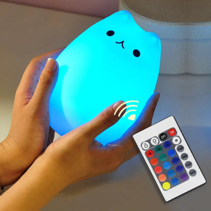 Colorful LED Cat Nightlight Soft Touch USB Lamp - Luxicro