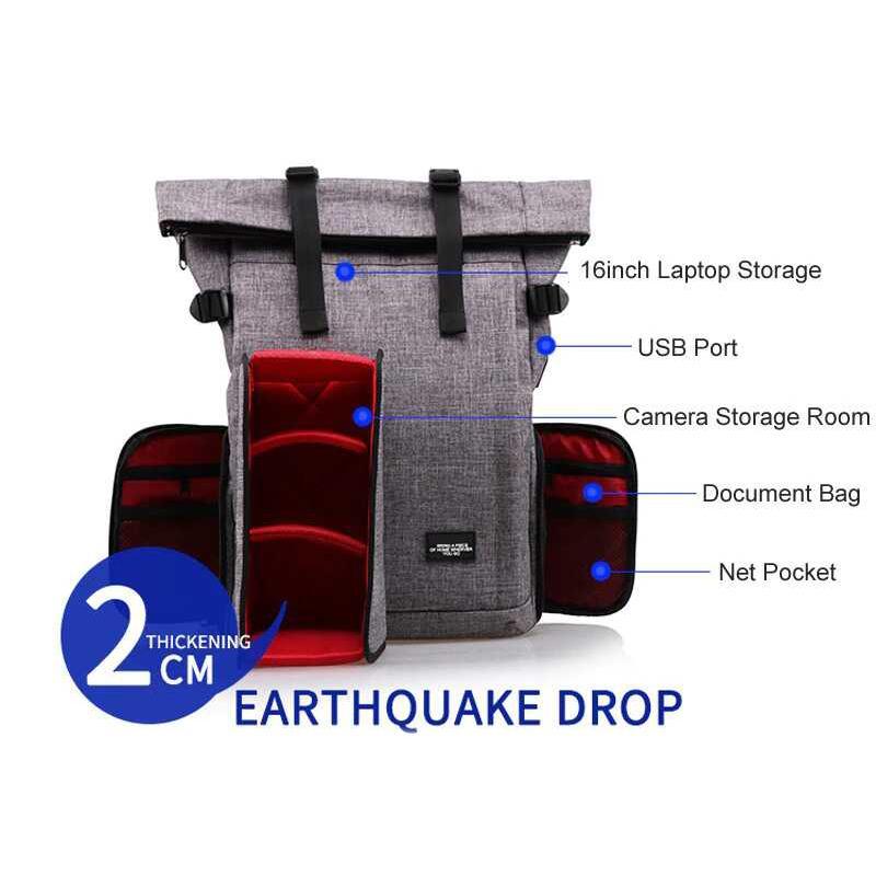 Waterproof DSLR Camera Travel Backpack With USB Charger