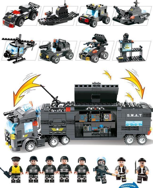 Big Police Car Lego Building Toy Set For Kids