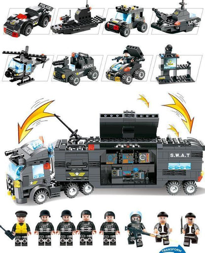 Big Police Car Lego Building Toy Set For Kids