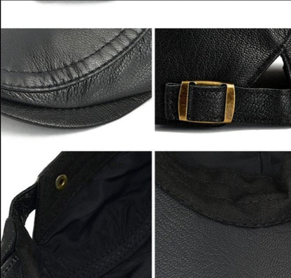 Retro Distressed Leather Newsboy Hat