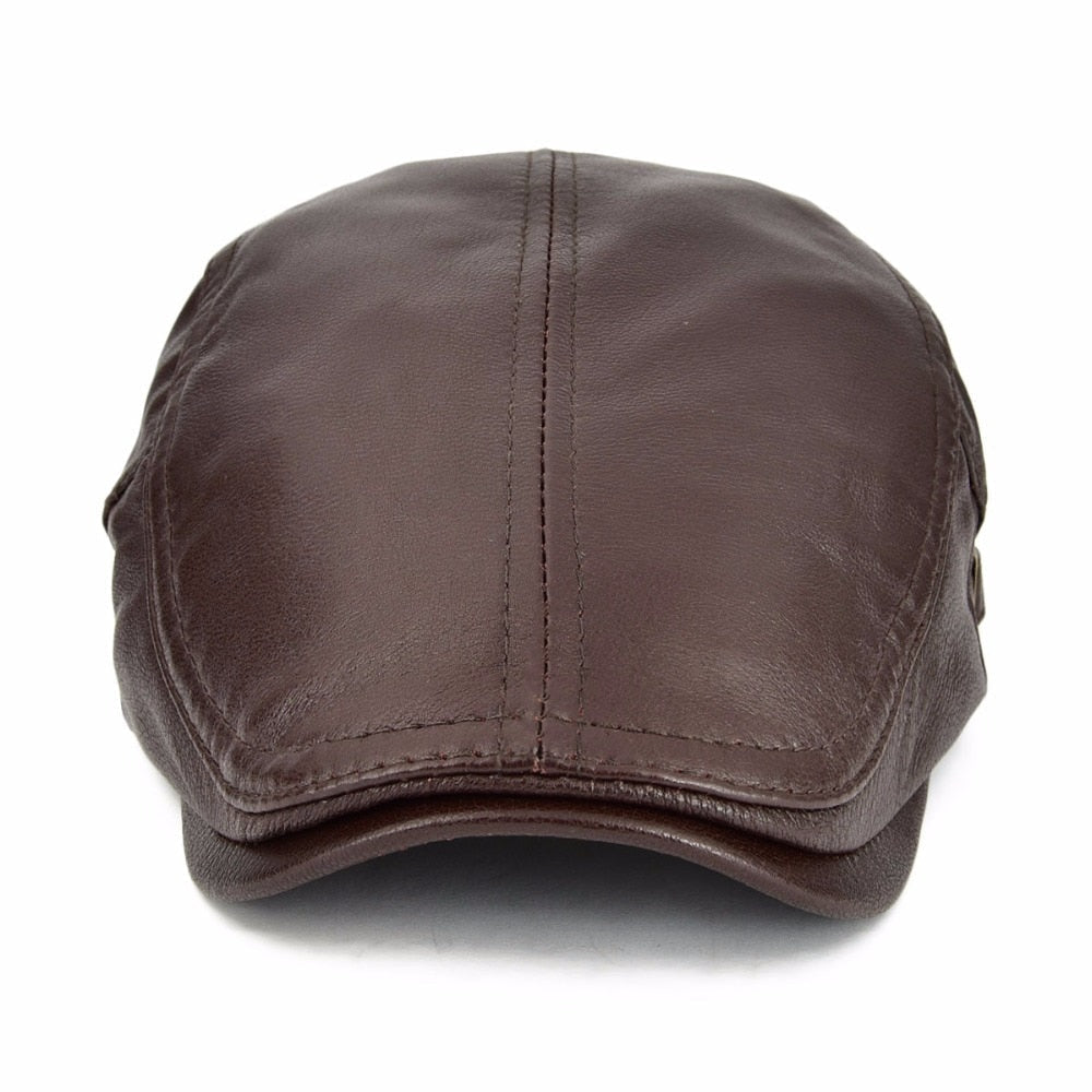 Retro Distressed Leather Newsboy Hat