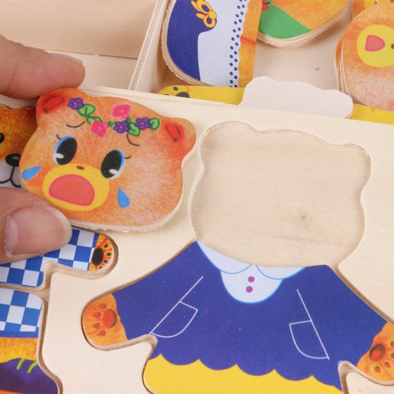 Colorful Wood Bear Jigsaw Puzzle Toy