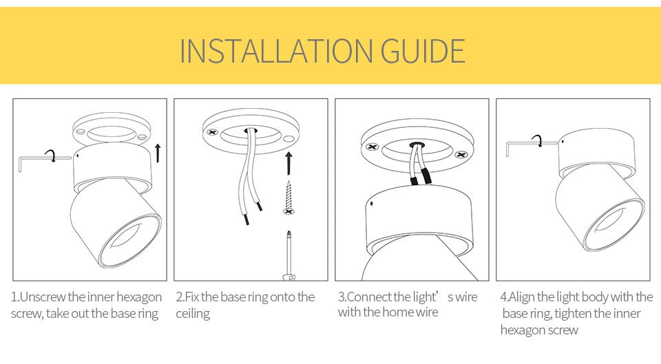Round LED Ceiling Light 360 Degree Rotating Fixture