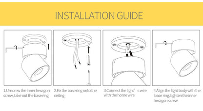 Round LED Ceiling Light 360 Degree Rotating Fixture