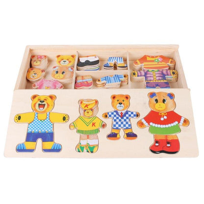 Colorful Wood Bear Jigsaw Puzzle Toy - Luxicro