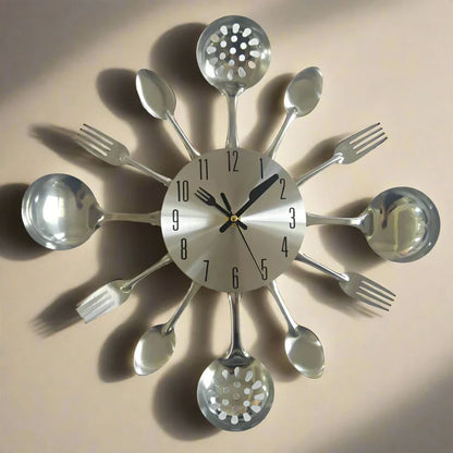 Fun Stainless Steel Kitchen Clock with Tool Hour Marks