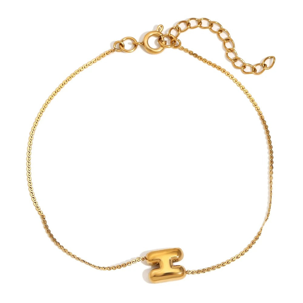 Dainty Personalized Letter Charm Bangle