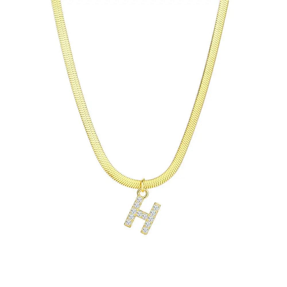 Dainty Initial Diamond Bar Pendant Necklace