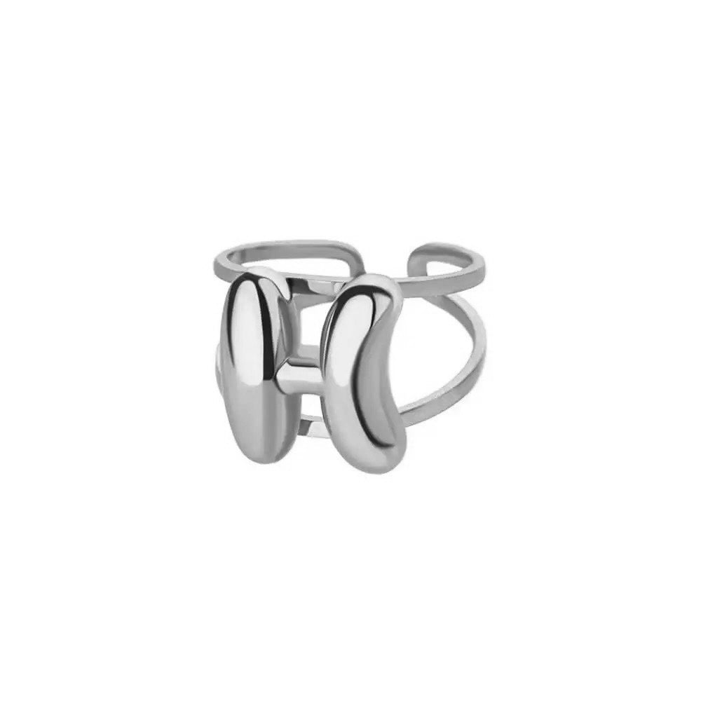Customizable Initial Open Circle Ring