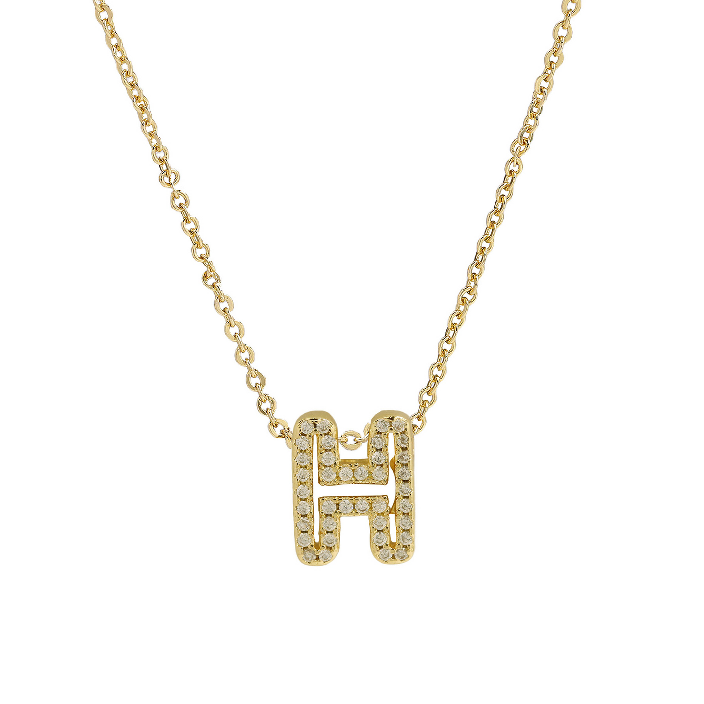 Shining Monogram Diamond Pendant Necklace