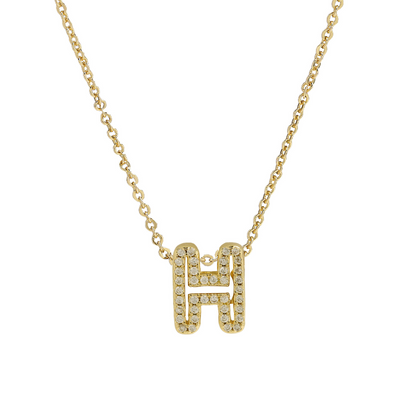 Shining Monogram Diamond Pendant Necklace