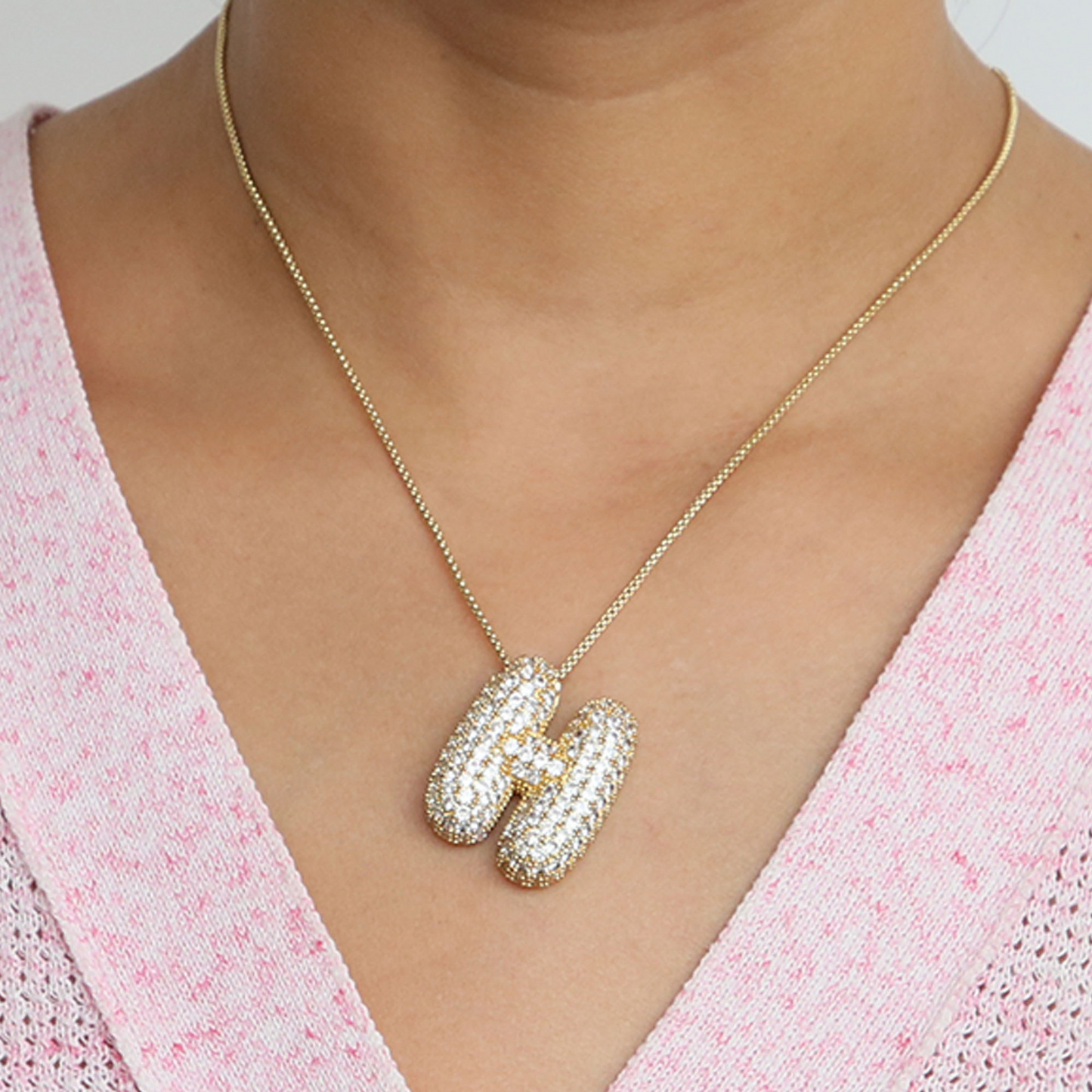 Big Letter Sparkle Initial Necklaces