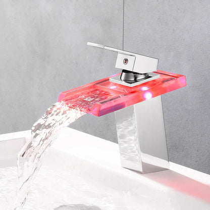Contemporary LED Gold Waterfall Kitchen Faucet