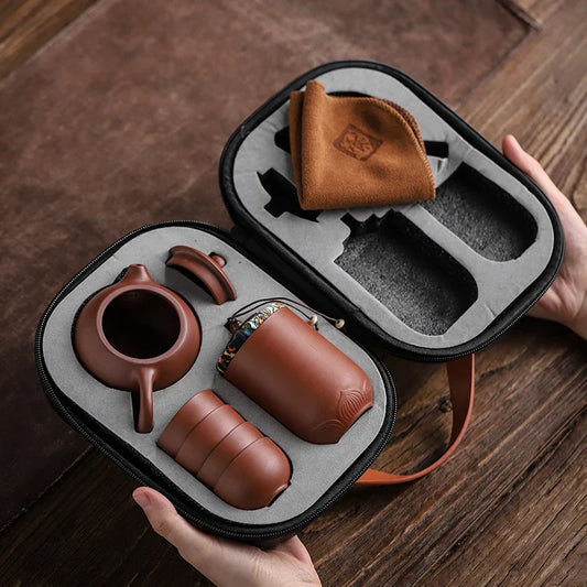 Compact Travel Tea Set Ceramic Portable Gift - Luxicro